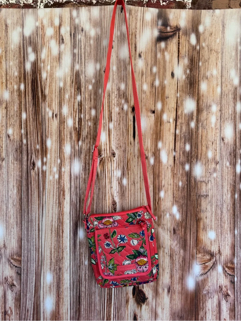 Vera Bradley Carson Mini Hobo Crossbody Shoulder Bag Coral Floral
